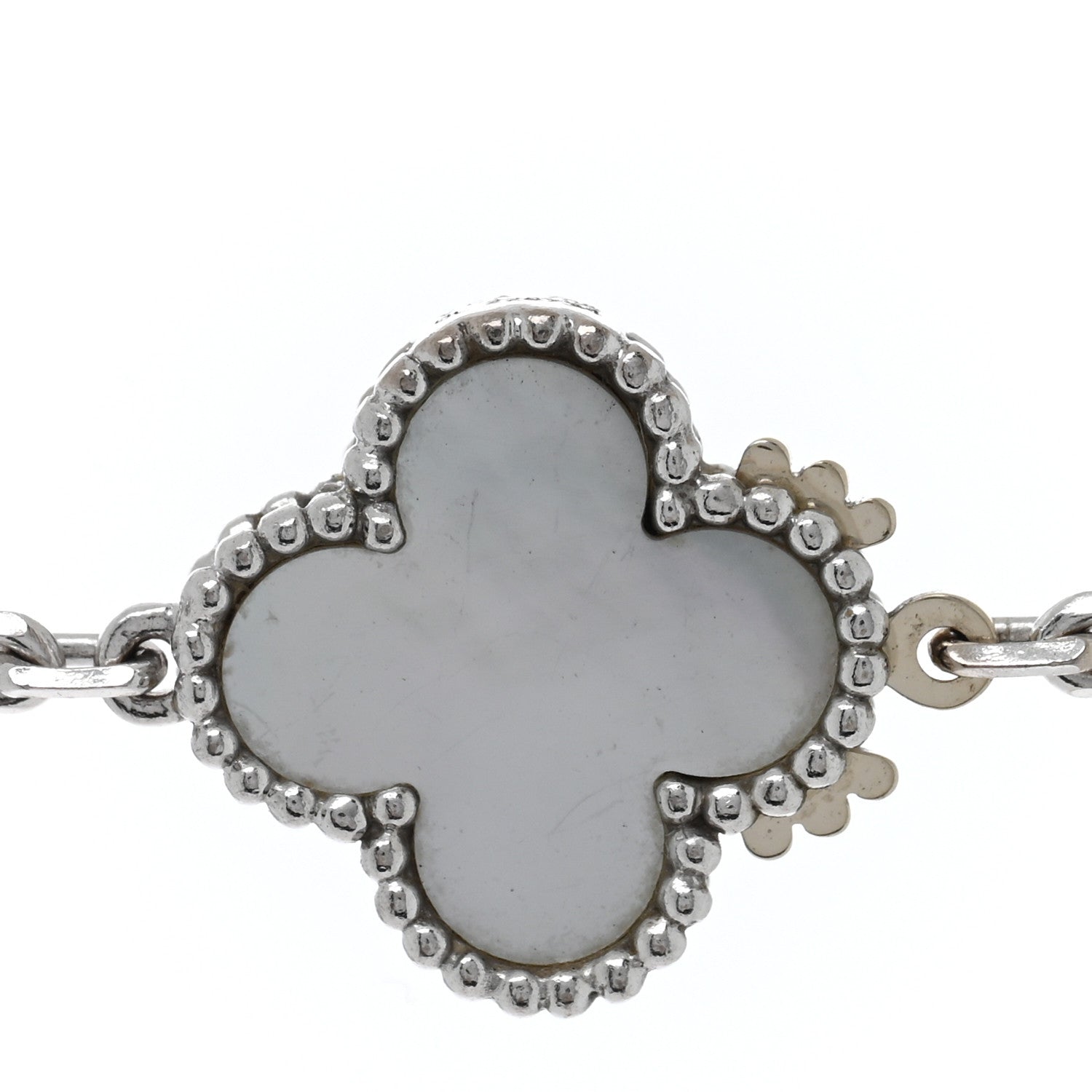 Van Cleef & Arpels 18K White Gold Mother of Pearl Chalcedony 16 Motifs Magic Alhambra Necklace 4 of 8
