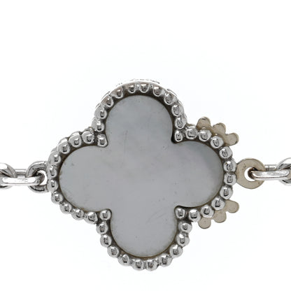Van Cleef & Arpels 18K White Gold Mother of Pearl Chalcedony 16 Motifs Magic Alhambra Necklace 4 of 8