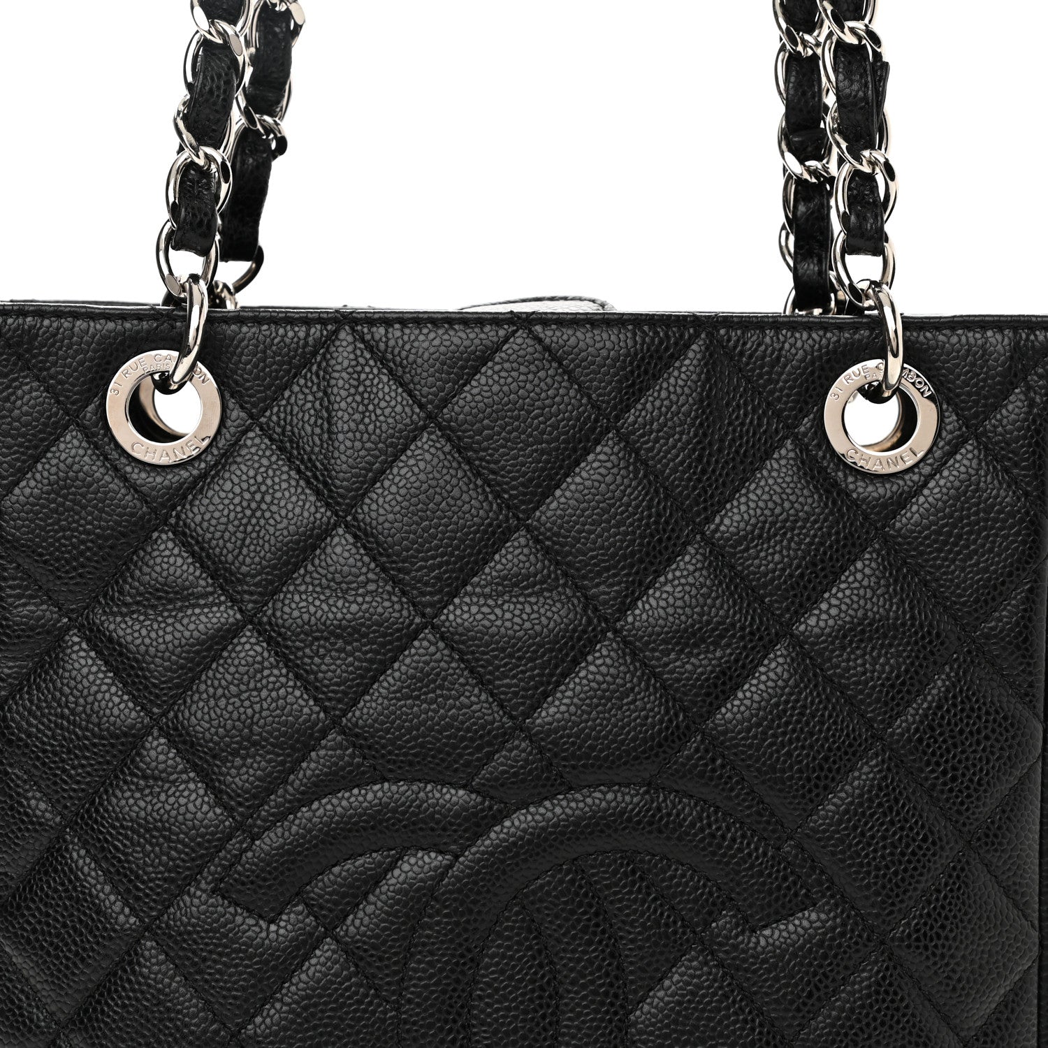 Chanel Caviar Quilted Petit Shopping Tote PST Black 8 of 10