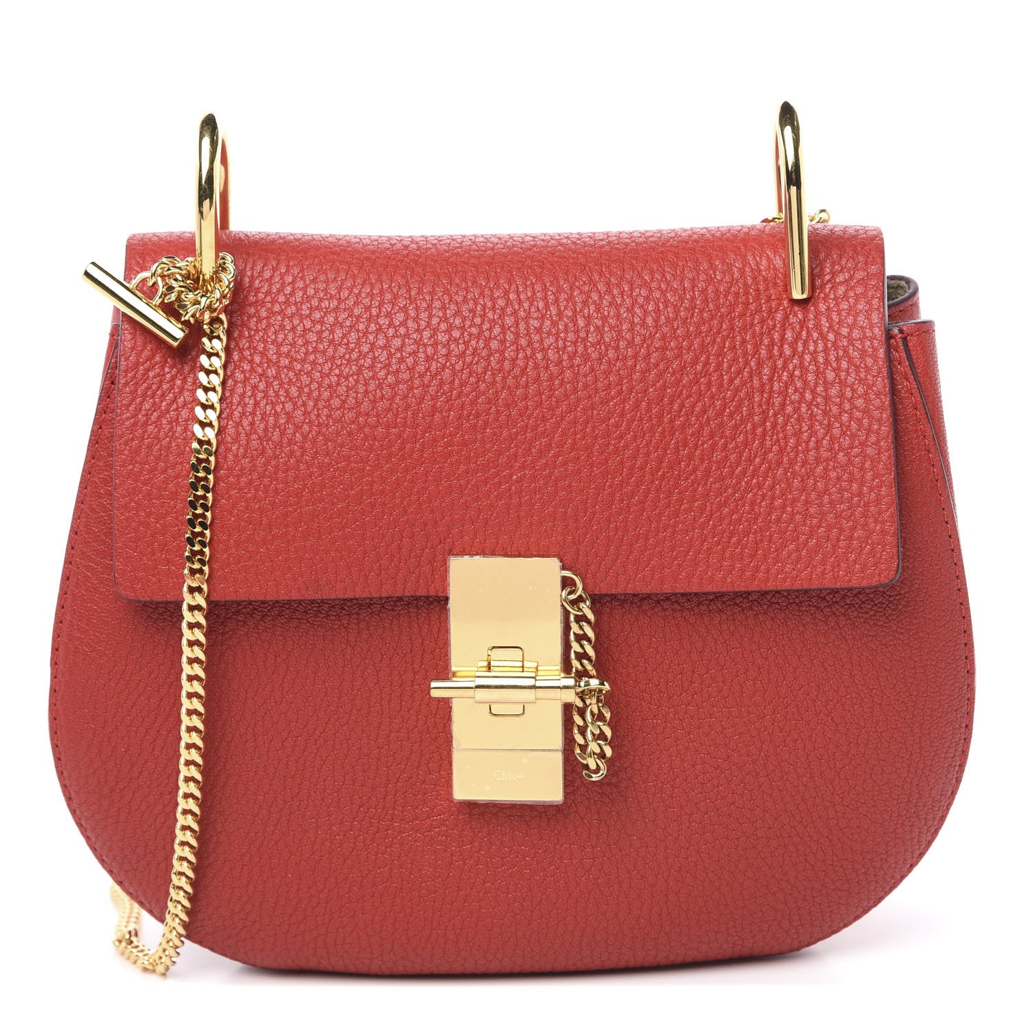 Chloe Grained Lambskin Drew Shoulder Bag Plaid Red 1 of 8