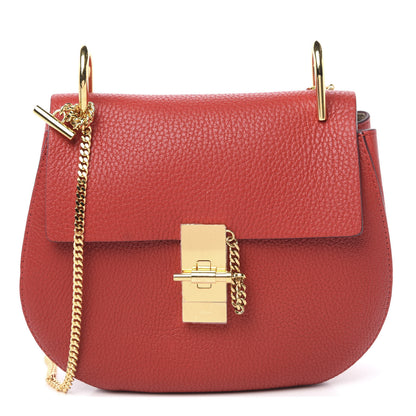 Chloe Grained Lambskin Drew Shoulder Bag Plaid Red 1 of 8