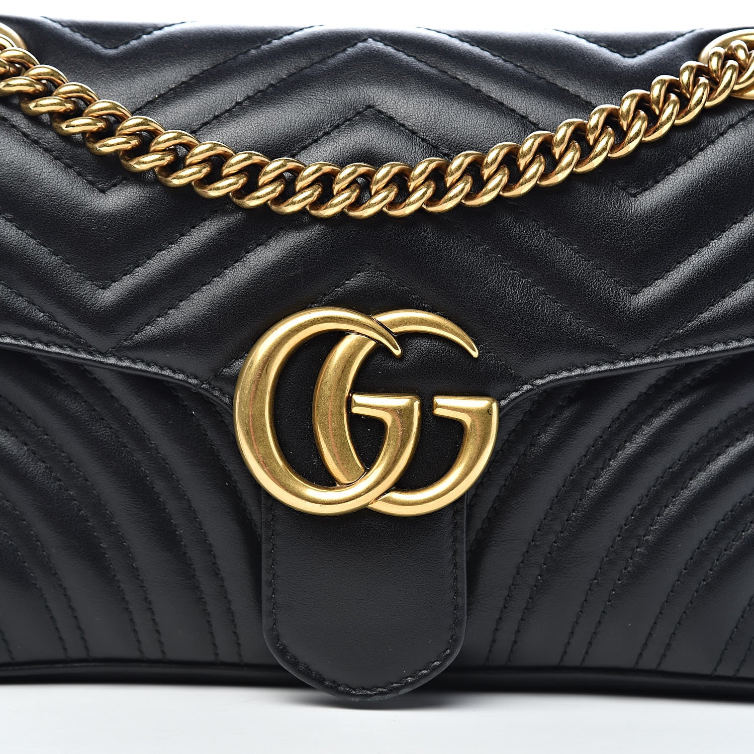 Gucci Calfskin Matelasse Small GG Marmont Shoulder Bag Black 11 of 11