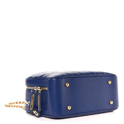 Chanel Caviar Quilted Small Carry Around Bowling Bag Blue 4 of 8