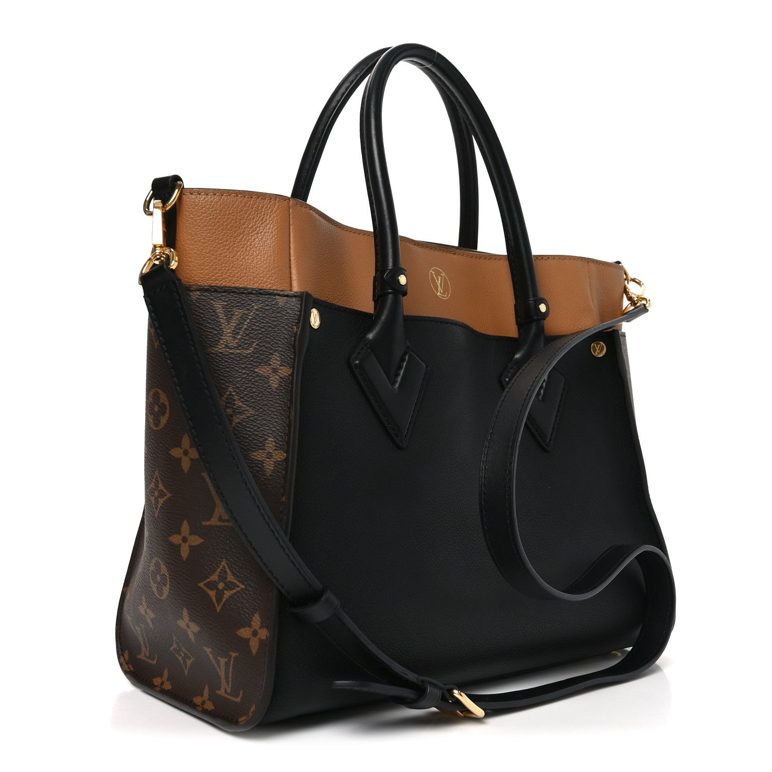 Louis Vuitton Calfskin Monogram On My Side MM Black 3 of 10