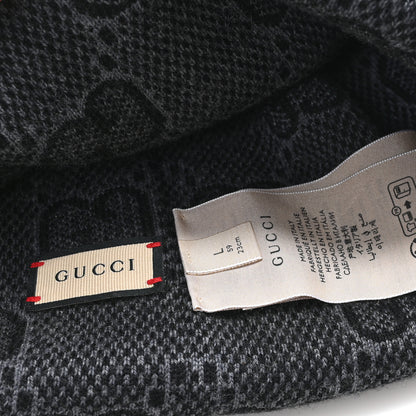 Gucci Wool Monogram Doubly G Beanie Hat L  Black Dark Grey 5 of 6