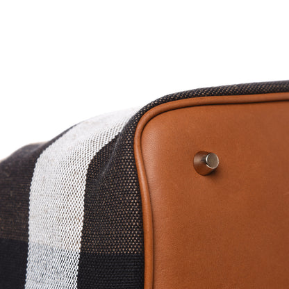 Burberry Grainy Calfskin Canvas Mega Check Medium Ashby Tassel Hobo Saddle Brown 7 of 13