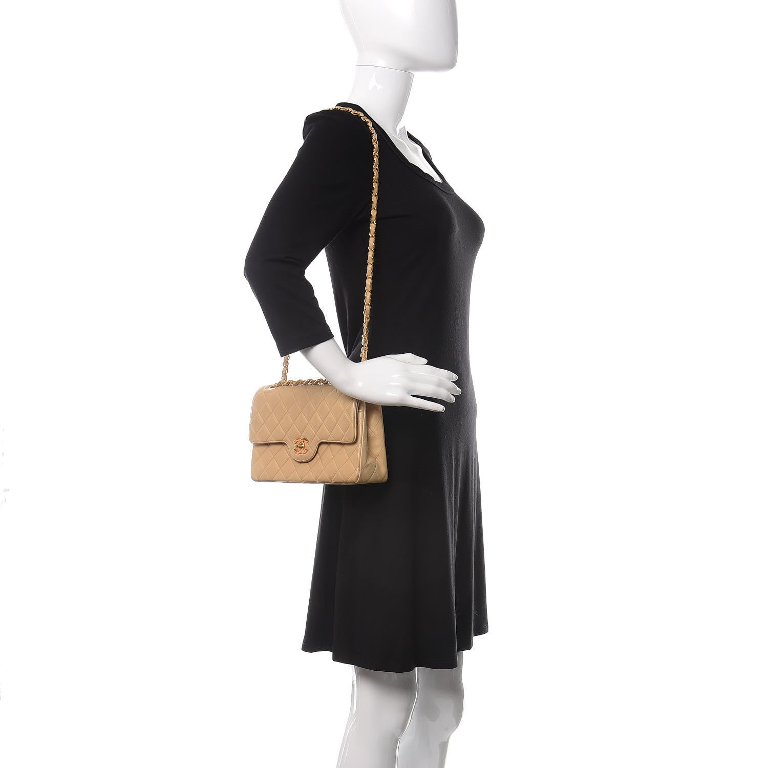 Chanel Lambskin Quilted Small Double Flap Beige 2 of 17