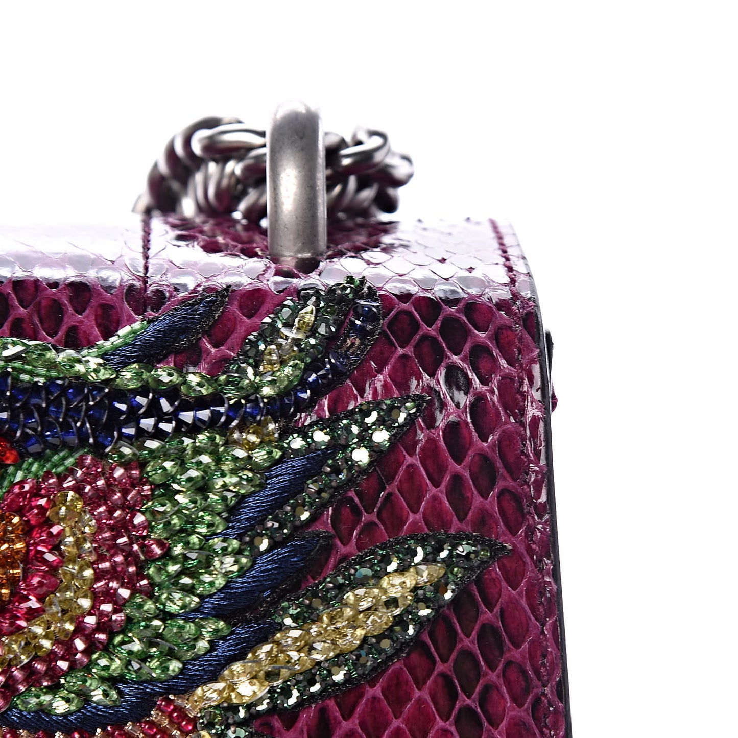 Elaphe Dragon Embroidered Medium Dionysus Shoulder Bag Violet Cyclamen Multicolor