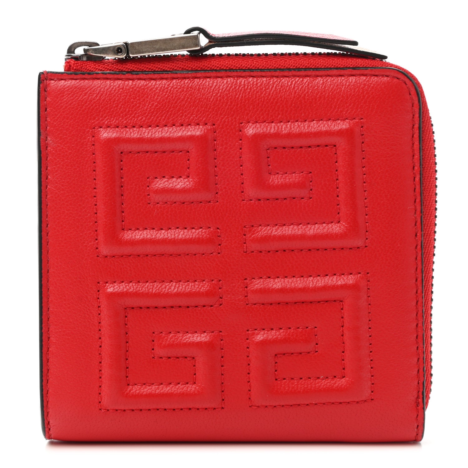 Givenchy Lambskin Logo Zip Around Compact Wallet Coquelicot 1 of 8