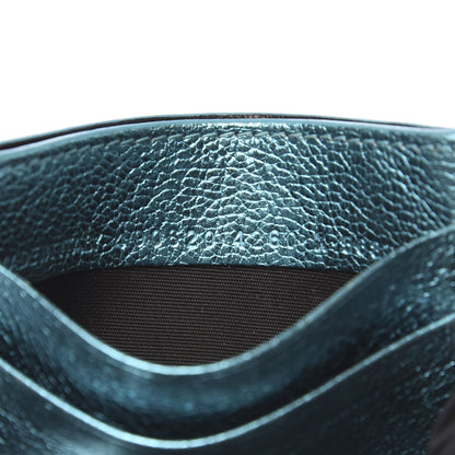 Balenciaga Metallic Goatskin Logo Everyday Multi Card Case Turquoise Black 7 of 10