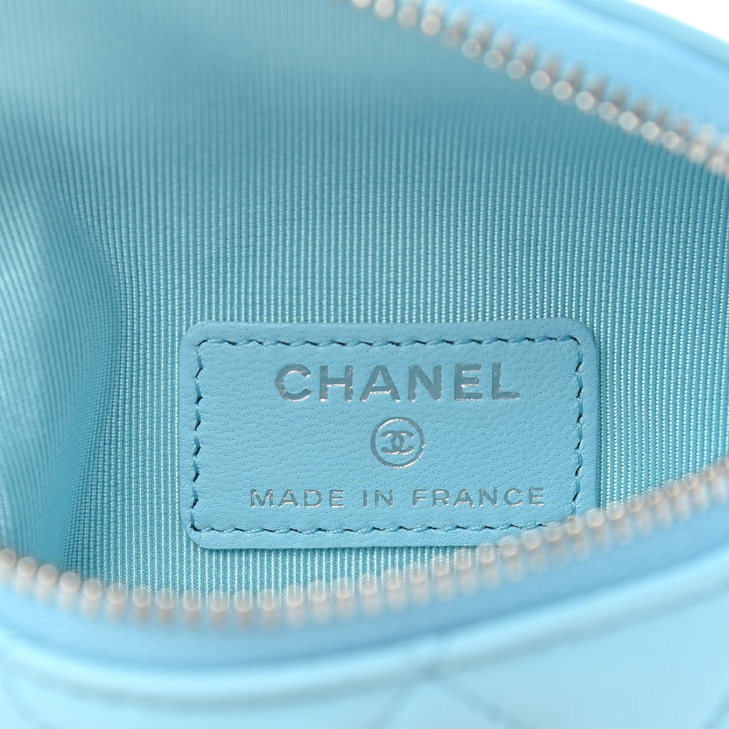 Lambskin Quilted Arm Coin Purse Neon Blue