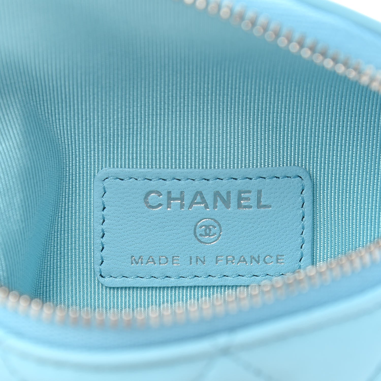 Chanel Lambskin Quilted Arm Coin Purse Neon Blue 6 of 8