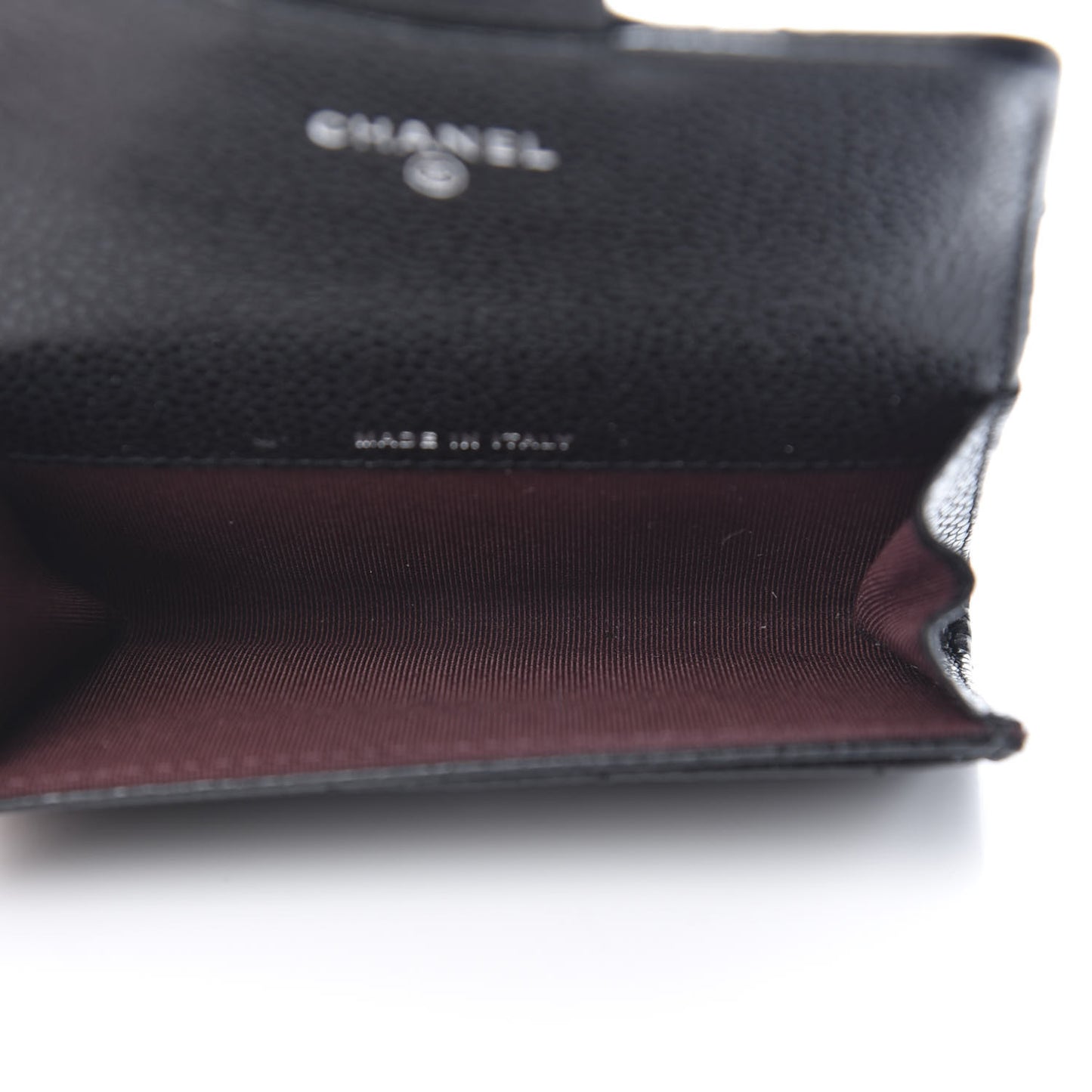 Caviar Quilted Flap Card Holder Wallet Black
