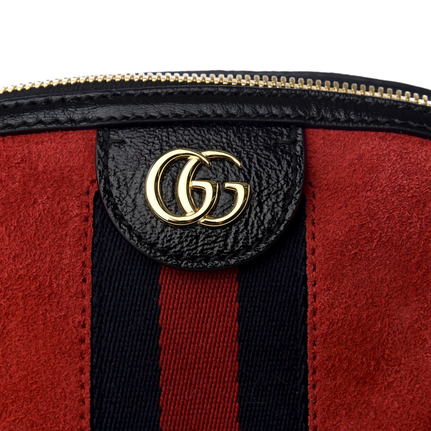 Gucci Suede Patent Web GG Small Ophidia Dome Shoulder Bag Hibiscus Red 8 of 8