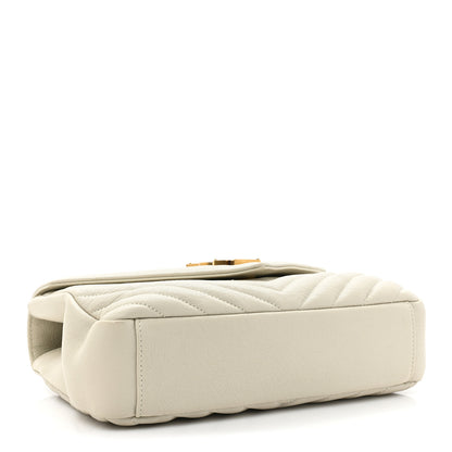 Saint Laurent Sheepskin Matelasse Chevron Monogram Medium College Bag Crema Soft 4 of 14