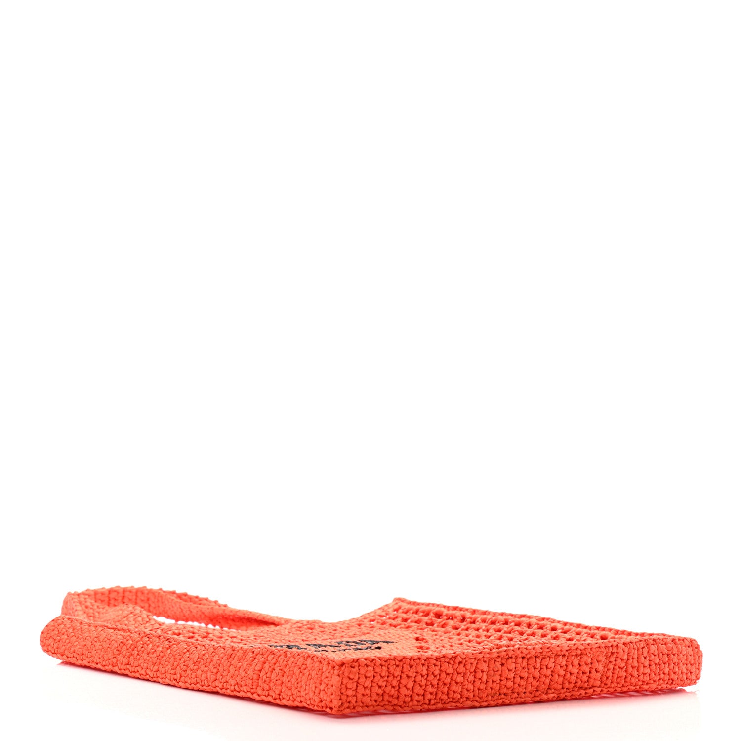 Prada Yarn Raffia Effect Crochet Logo Embroidered Tote Bag Arancio 4 of 9