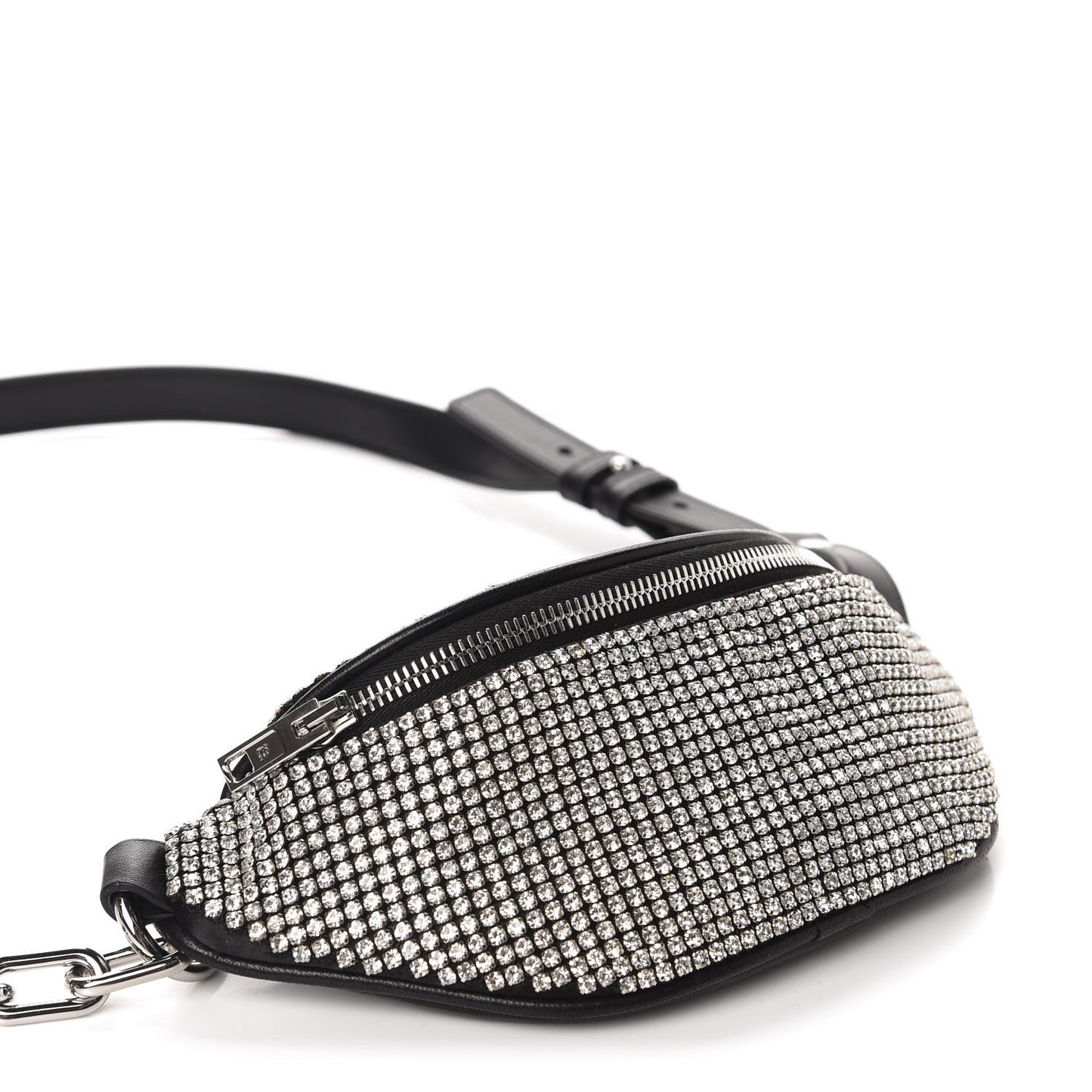 Rhinestone Mesh Mini Attica Belt Bag Black