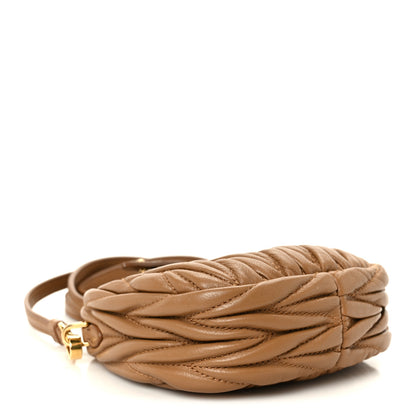 Miu Miu Nappa Matelasse Micro Wander Hobo Caramel 4 of 10