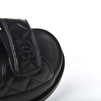 Chanel Lambskin Velcro Dad Sandals 36.5 Black 15 of 17