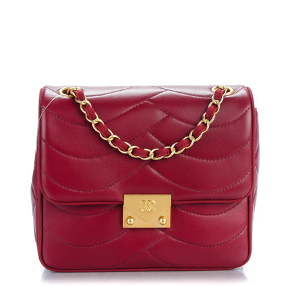 Chanel Lambskin Scallop Quilted Mini Pagoda Square Flap Burgundy 1 of 7