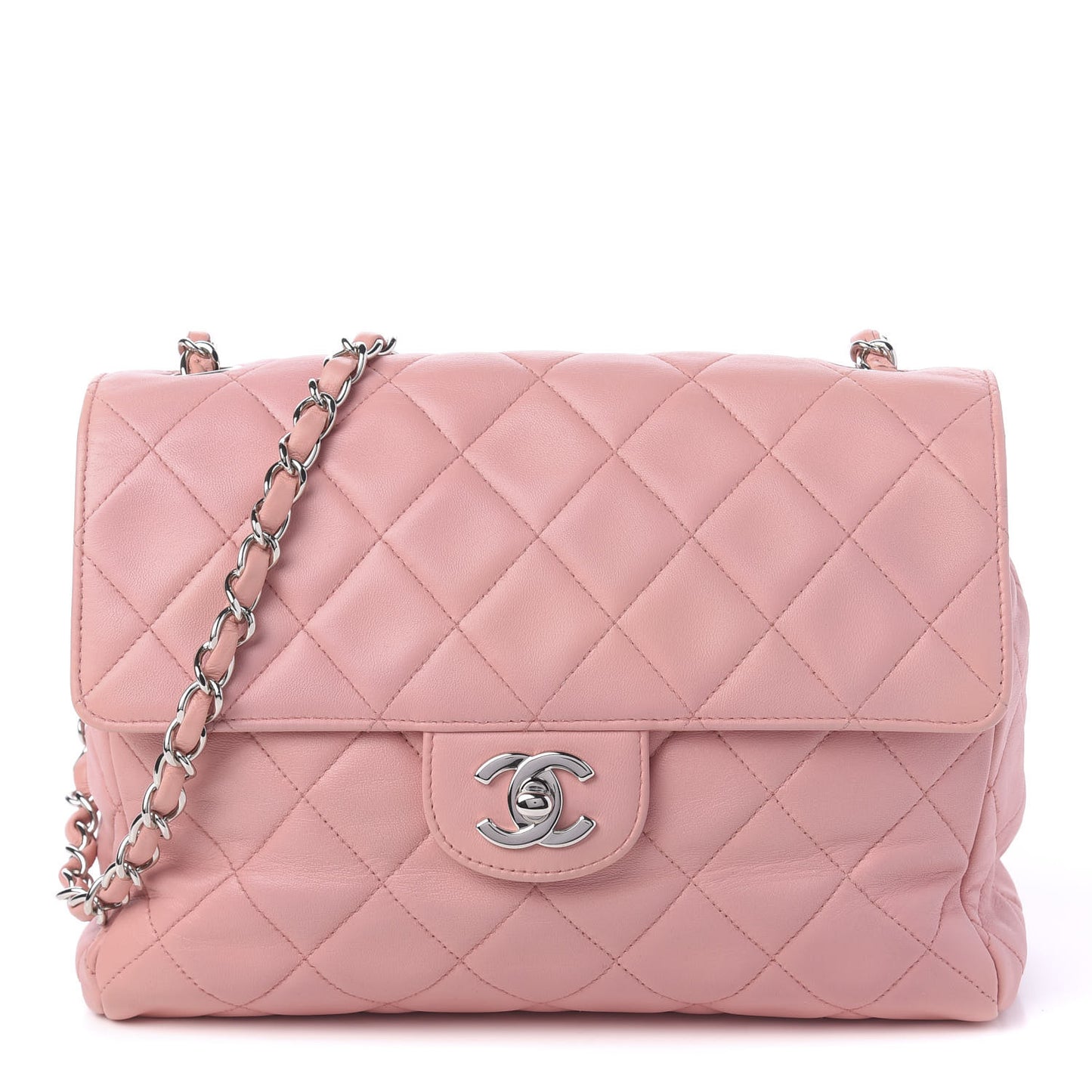 Lambskin Quilted Small Single Flap Pink