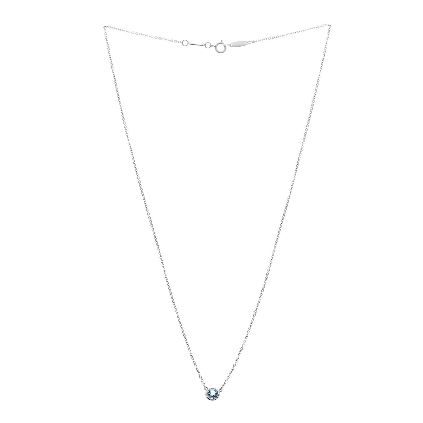 Platinum Aquamarine Elsa Peretti Color by the Yard Pendant Necklace