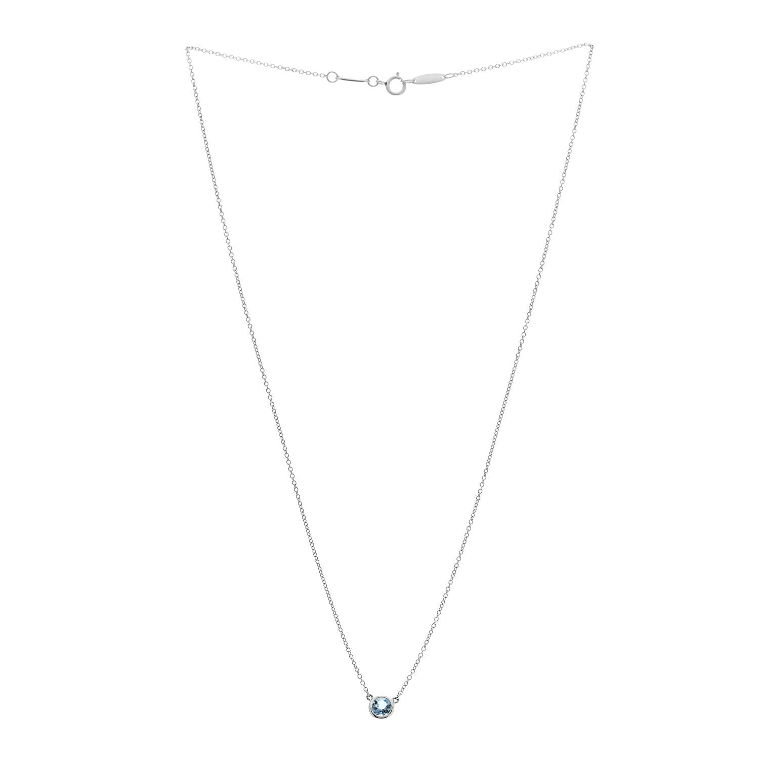 Tiffany Platinum Aquamarine Elsa Peretti Color by the Yard Pendant Necklace 3 of 5