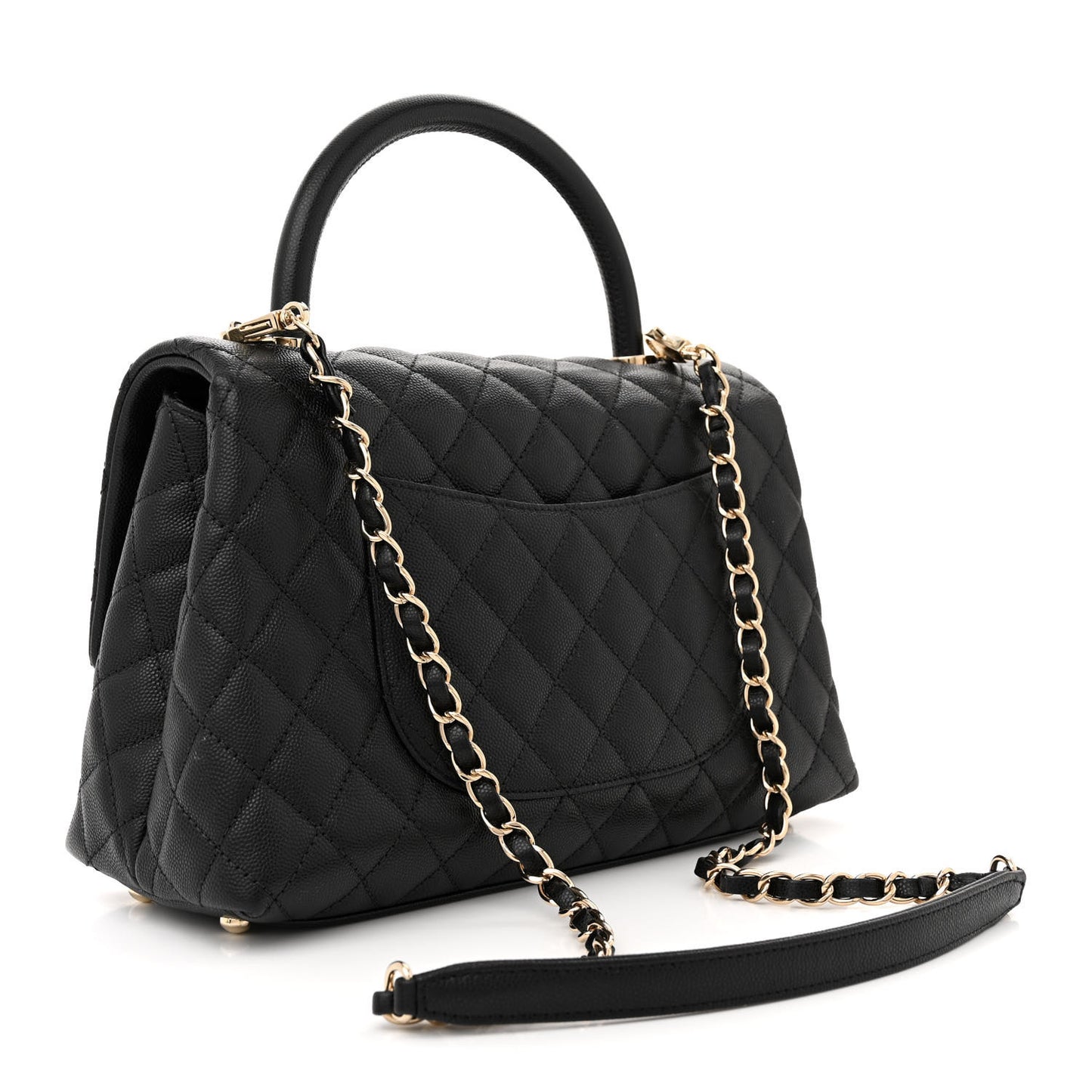 Caviar Quilted Small Coco Handle Flap Black