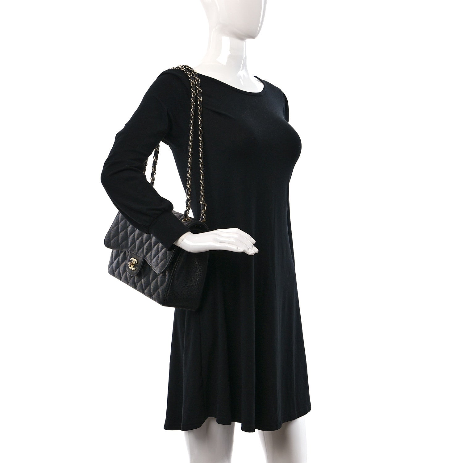 Chanel Caviar Quilted Jumbo Double Flap Black 2 of 11