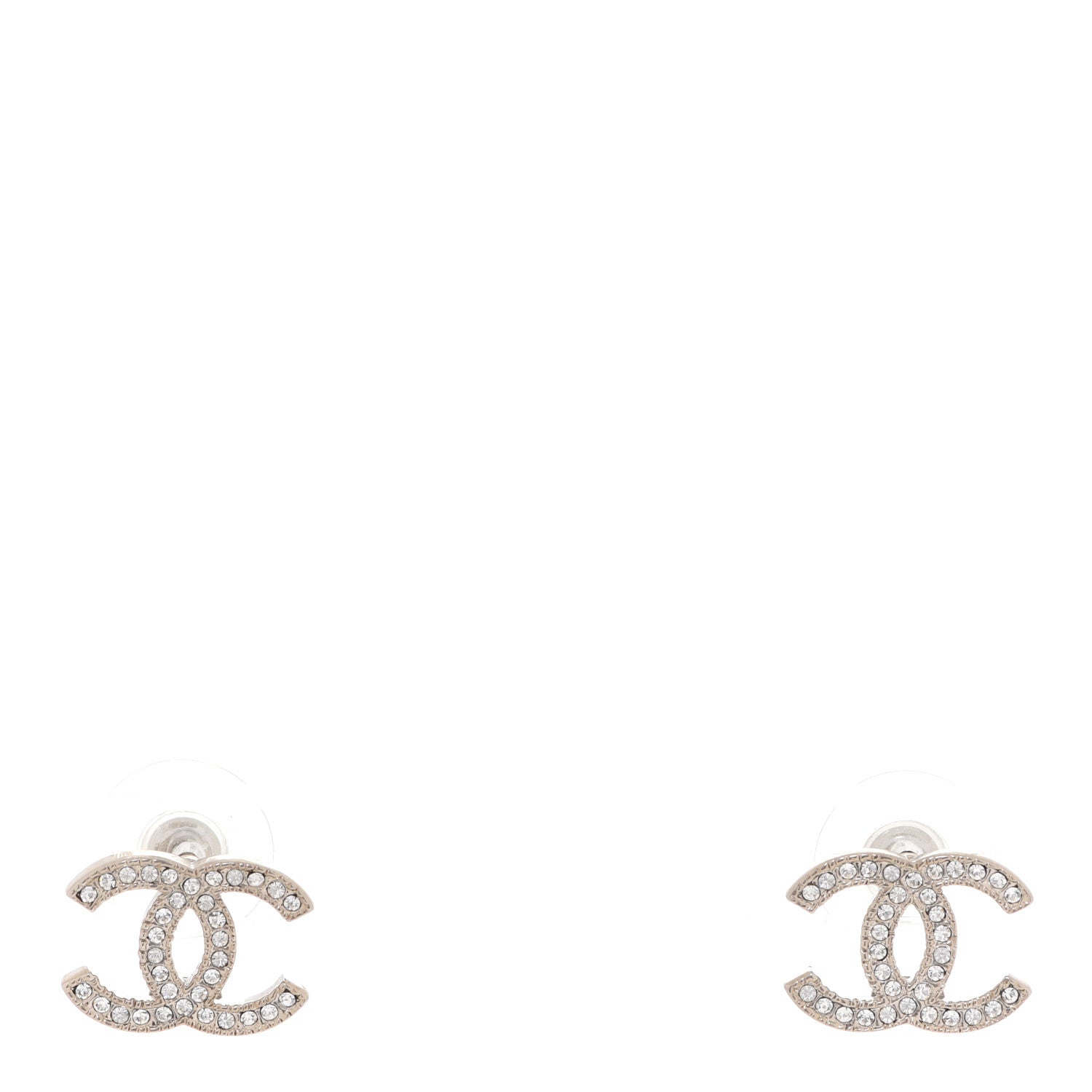 Chanel Crystal CC Earrings Silver 1 of 5
