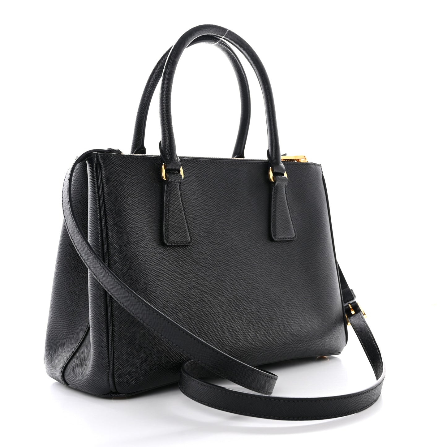 Saffiano Small Galleria Double Zip Tote Black