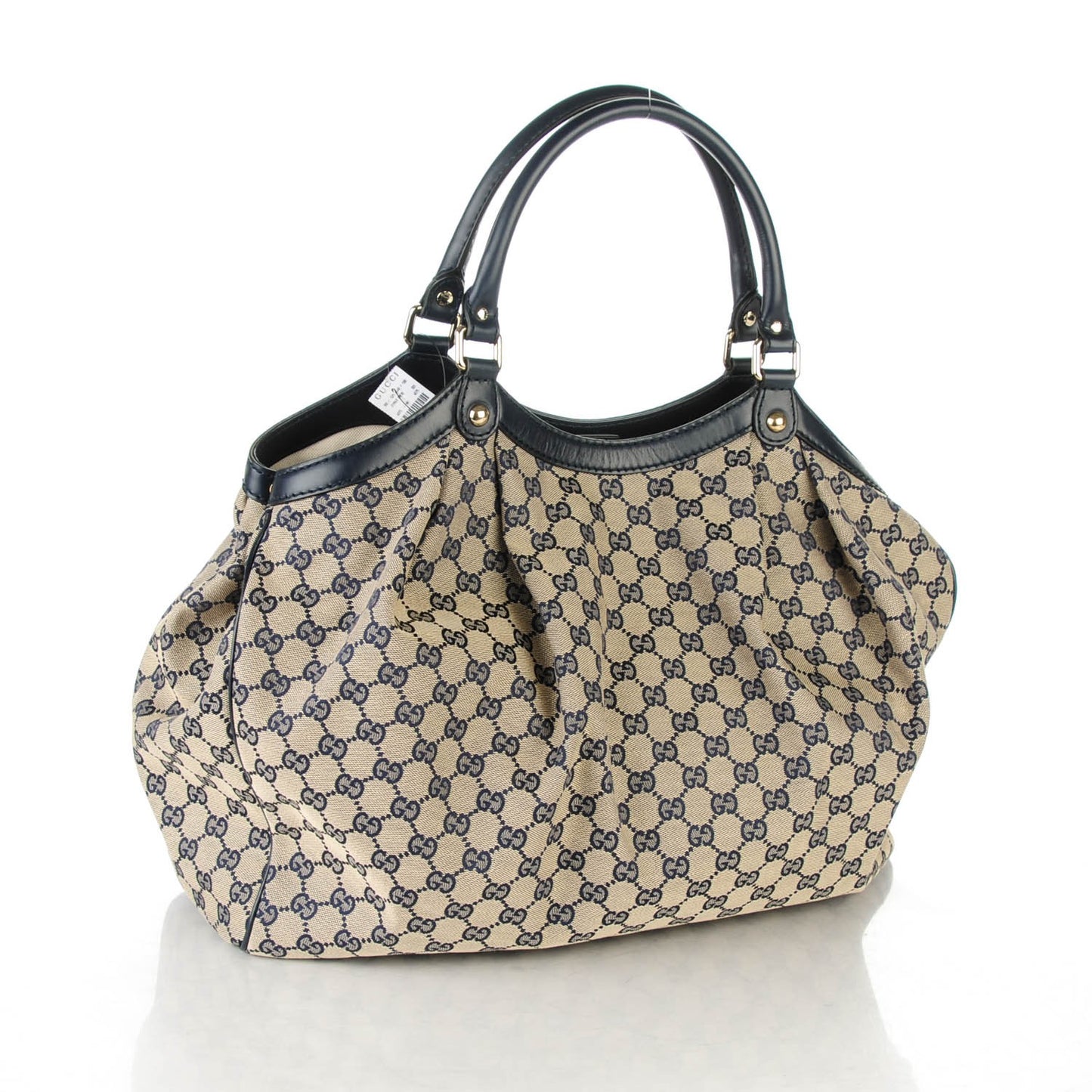 Monogram Calfskin Large Sukey Tote Beige Blue