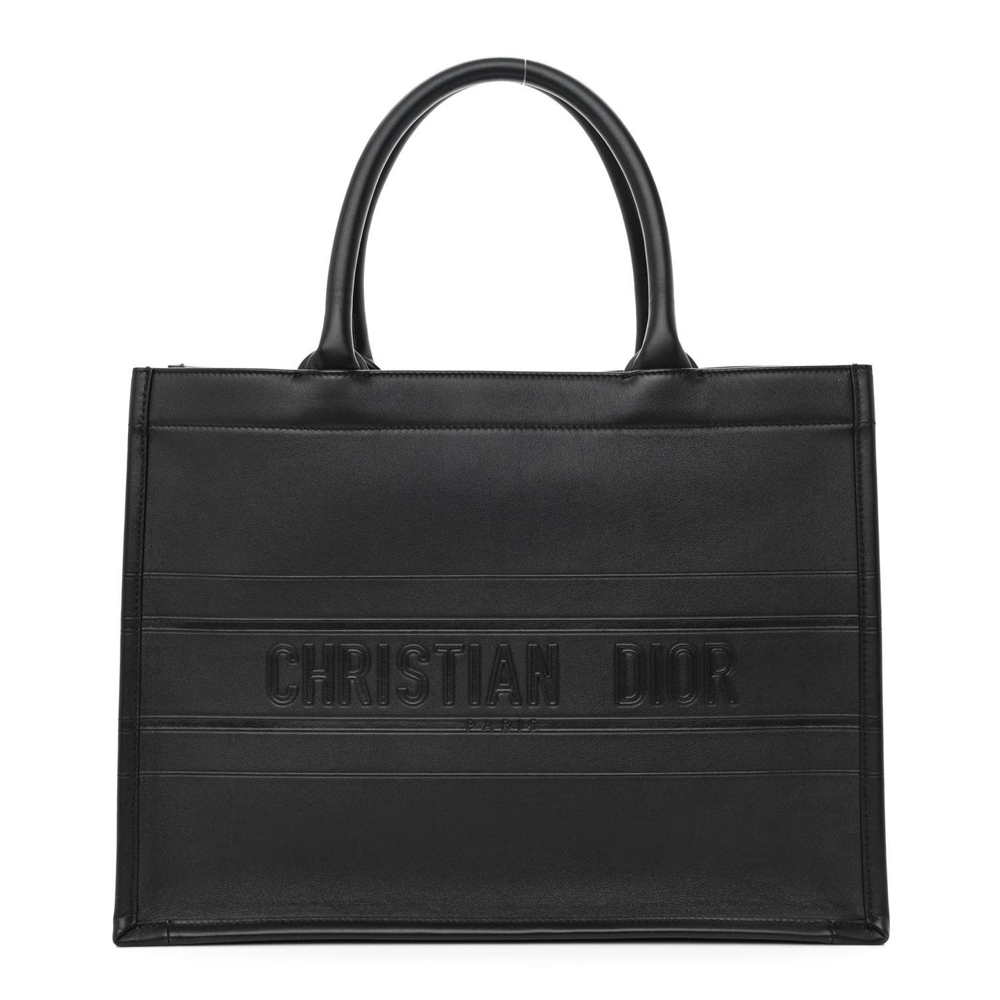 Calfskin Embossed Medium Book Tote Black