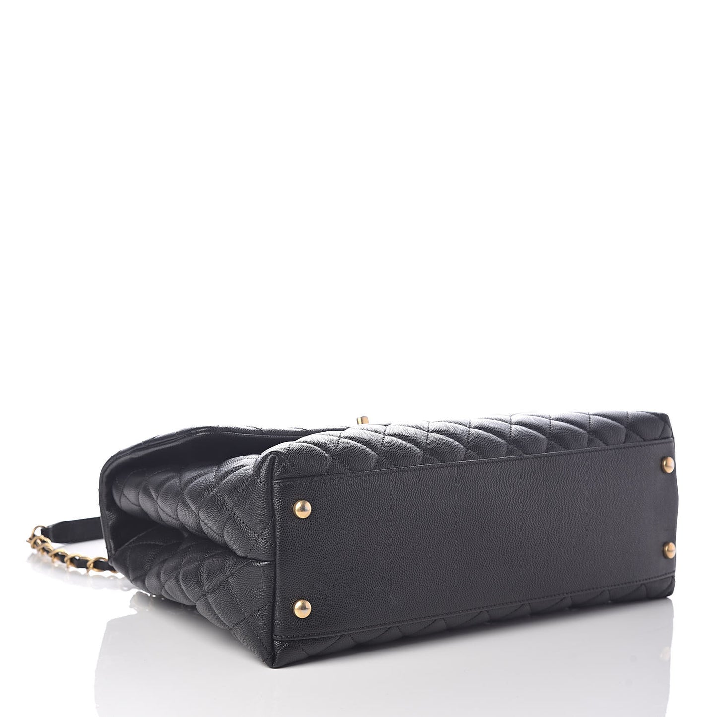 Caviar Elaphe Quilted Medium Coco Handle Flap Black Burgundy