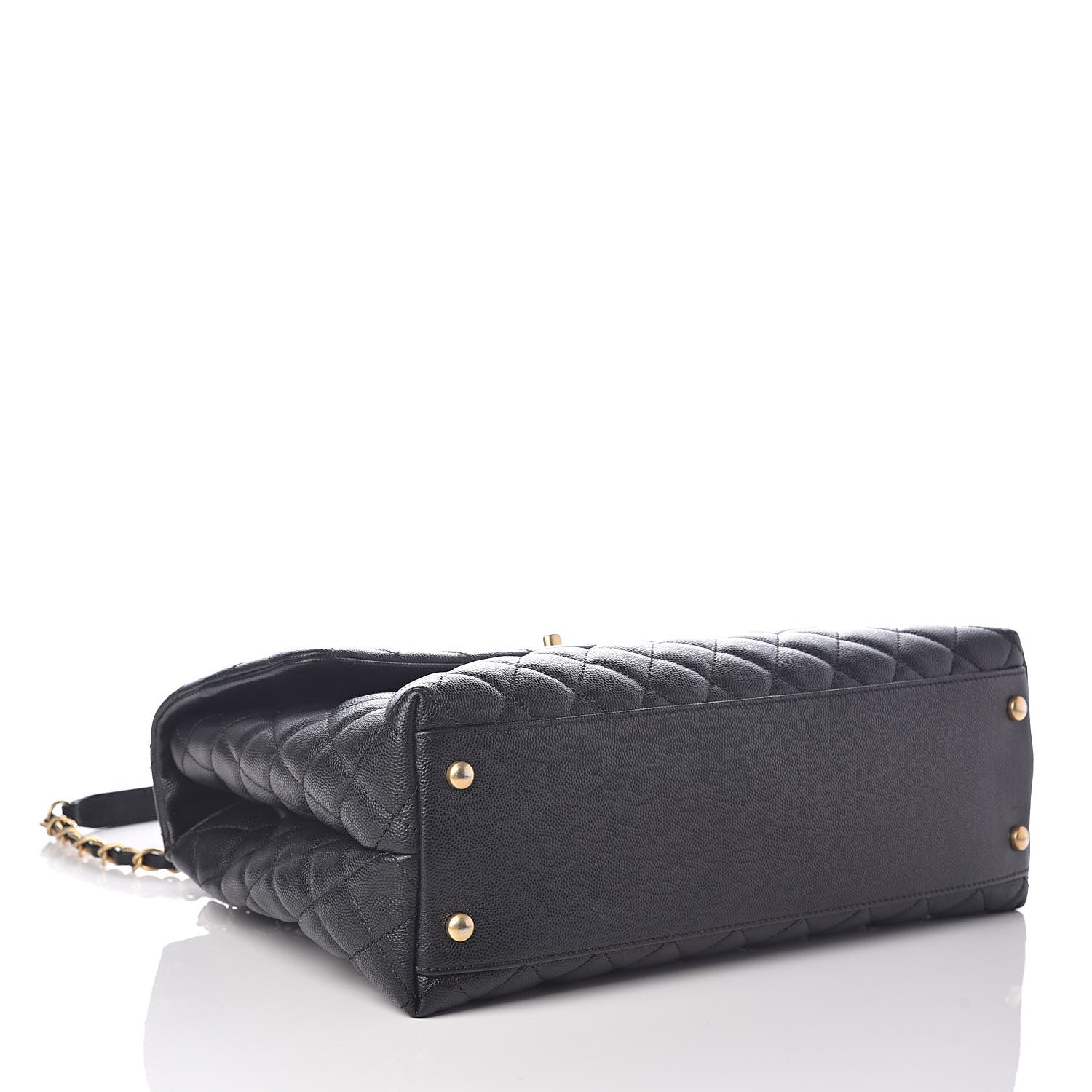 Chanel Caviar Elaphe Quilted Medium Coco Handle Flap Black Burgundy 4 of 11