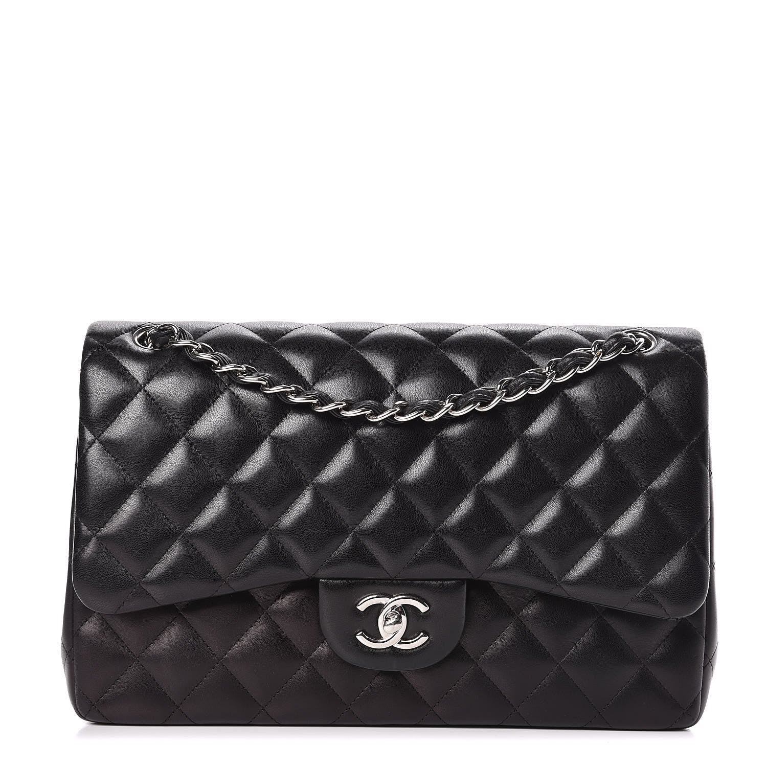 Chanel Lambskin Quilted Jumbo Double Flap Black 1 of 14