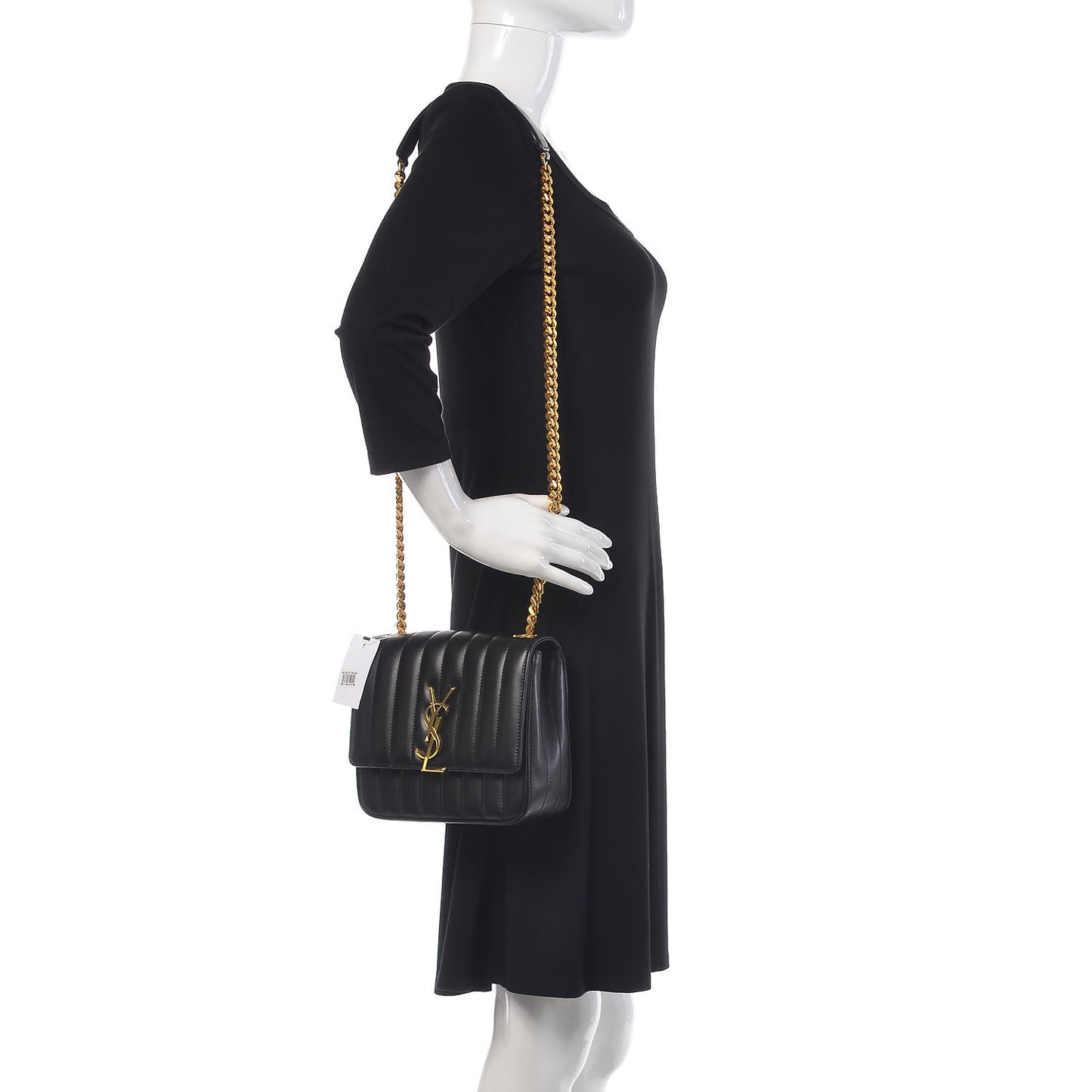 Lambskin Matelasse Monogram Medium Vicky Chain Bag Black