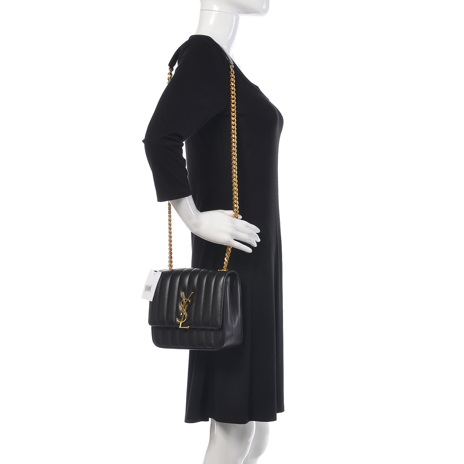 Saint Laurent Lambskin Matelasse Monogram Medium Vicky Chain Bag Black 2 of 9
