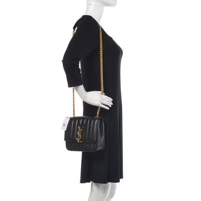 Saint Laurent Lambskin Matelasse Monogram Medium Vicky Chain Bag Black 2 of 9