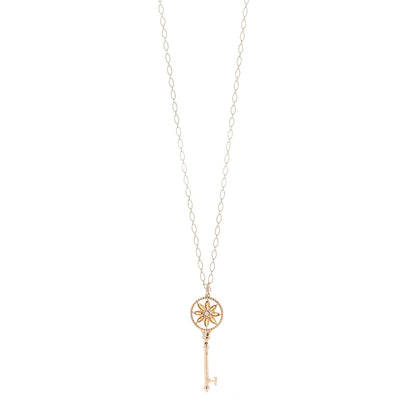 Tiffany 18K Yellow Gold Diamond Citrine Small Daisy Key Pendant Necklace 1 of 5