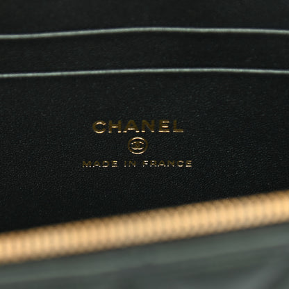 Chanel Iridescent Lambskin Quilted Small Top Handle Vanity Case With Chain Dark Green 6 of 12