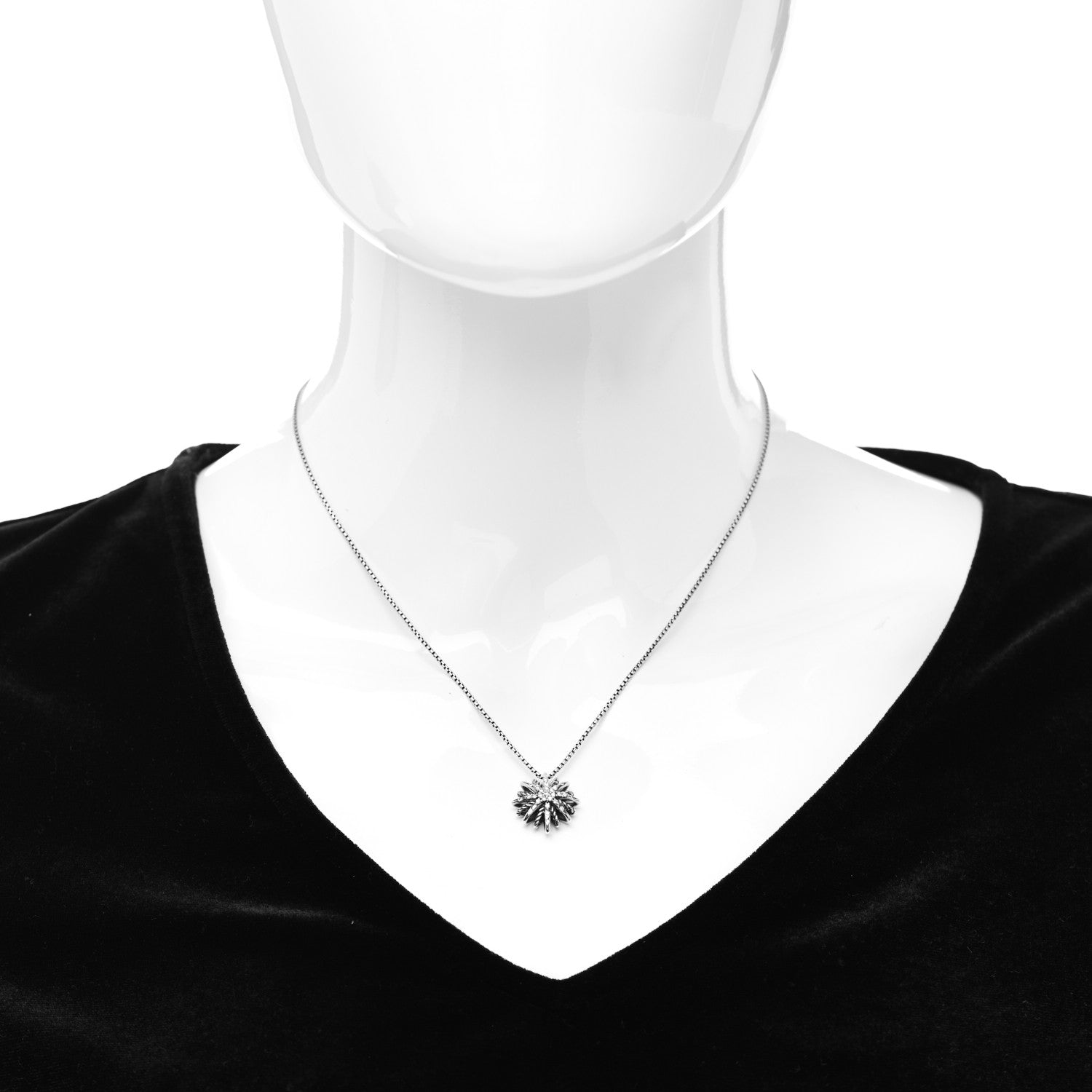 David Yurman Sterling Silver Diamond 16mm Small Starburst Pendant Necklace 2 of 4