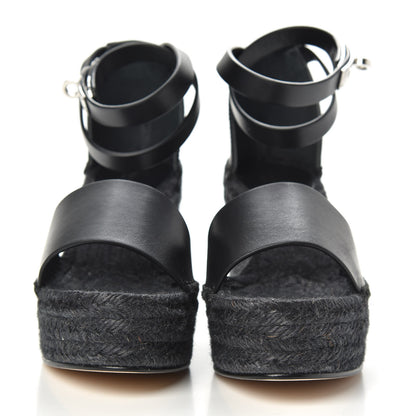 Hermes Calfskin Tipoli Espadrille Wedges 38 Black 2 of 7