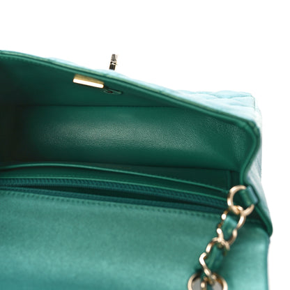 Chanel Iridescent Calfskin Quilted Mini Rectangular Flap Green 5 of 11