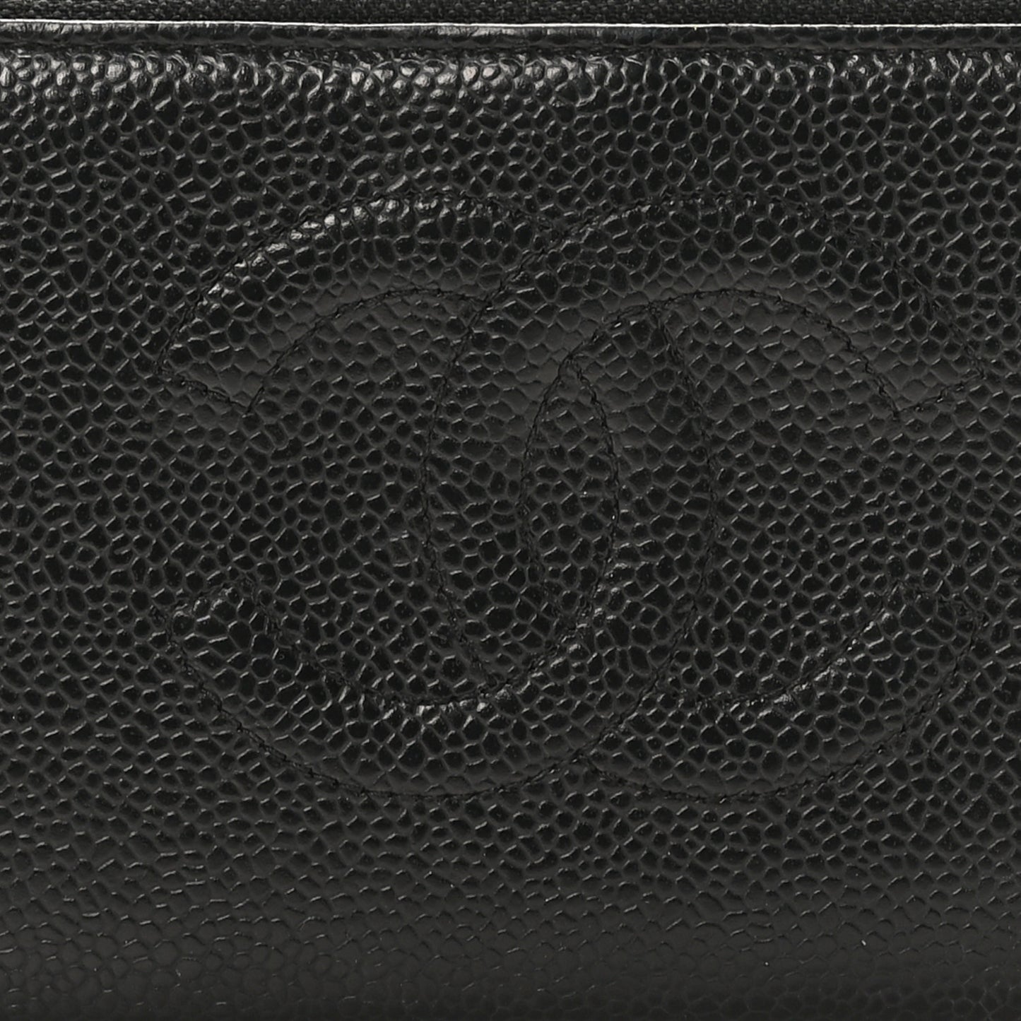 Caviar CC Timeless Large Zip Around Wallet Black