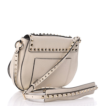 Valentino Garavani Grained Calfskin Rockstud Saddle Bag Light Ivory 3 of 10