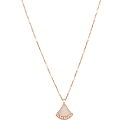 Bulgari 18K Rose Gold Diamond Mother of Pearl Divas' Dream Pave Pendant Necklace 1 of 8