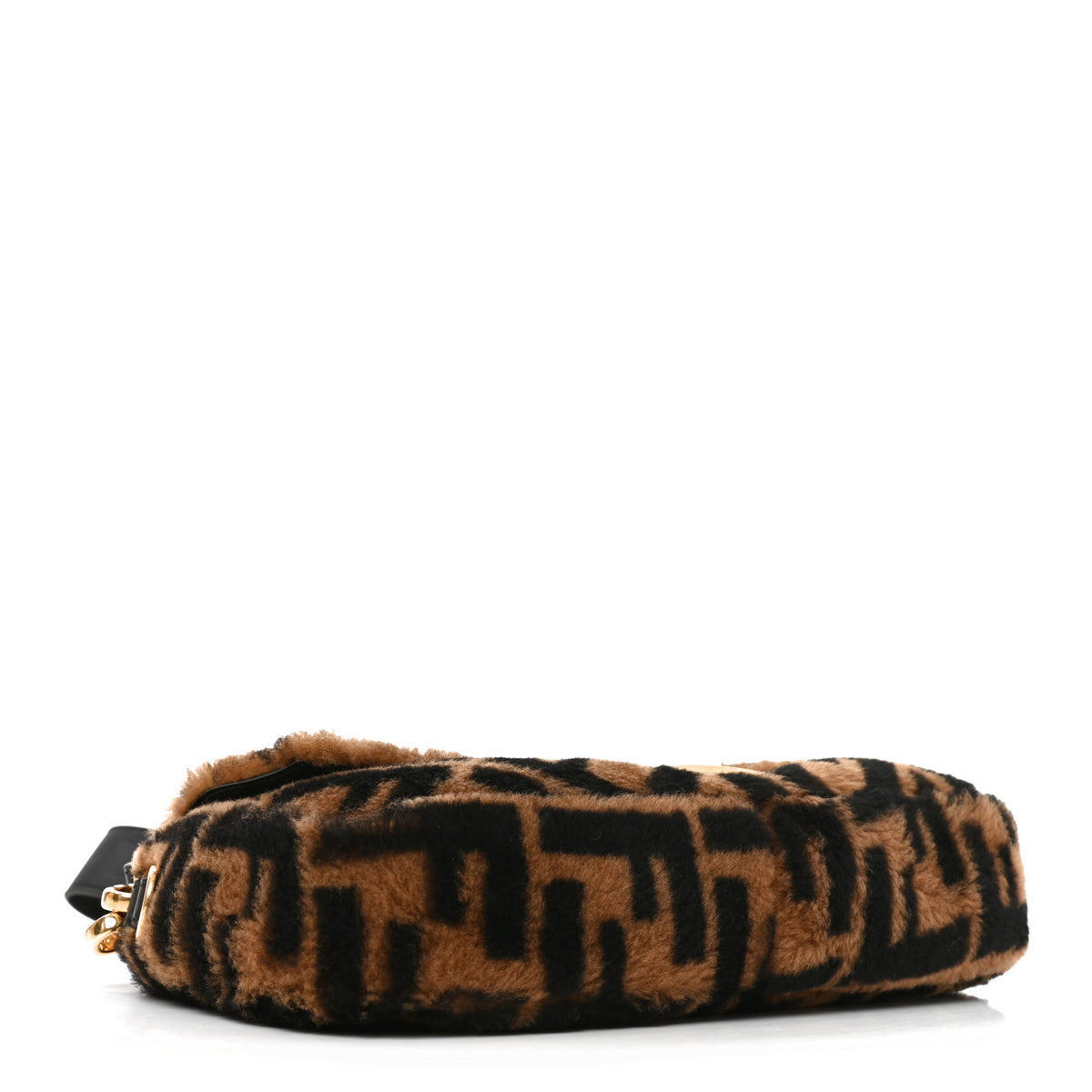 Shearling Vitello Dolce Macro FF 1974 Baguette Tobacco Black