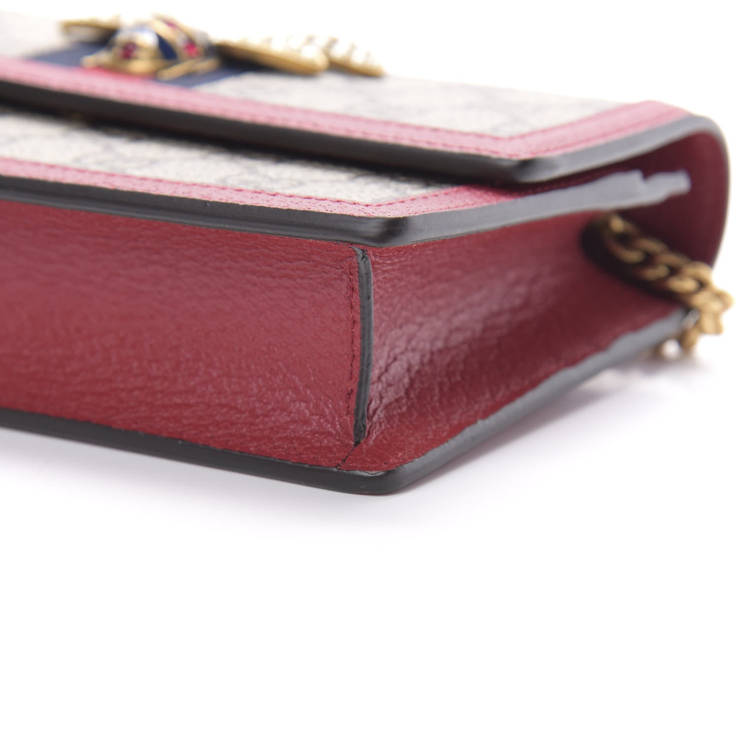 Gucci GG Supreme Monogram Web Queen Margaret Chain Wallet Red 9 of 10