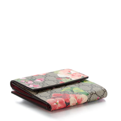Gucci GG Supreme Monogram Blooms French Flap Wallet Beige Multicolor Dry Rose 4 of 8